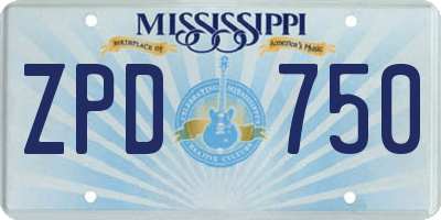MS license plate ZPD750