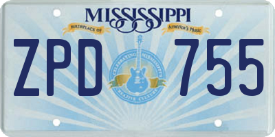 MS license plate ZPD755