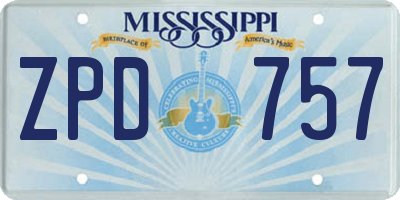 MS license plate ZPD757