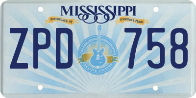 MS license plate ZPD758