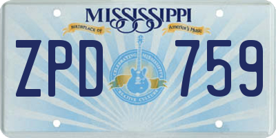 MS license plate ZPD759