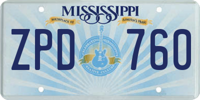 MS license plate ZPD760