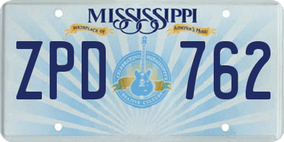 MS license plate ZPD762