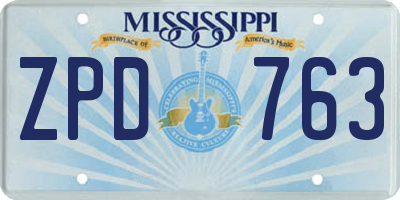MS license plate ZPD763