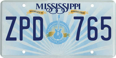 MS license plate ZPD765