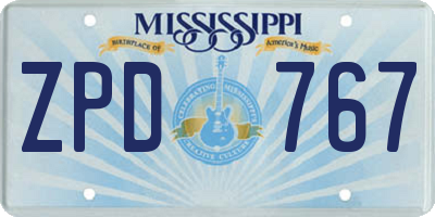 MS license plate ZPD767