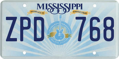 MS license plate ZPD768