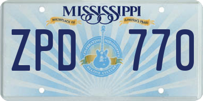 MS license plate ZPD770