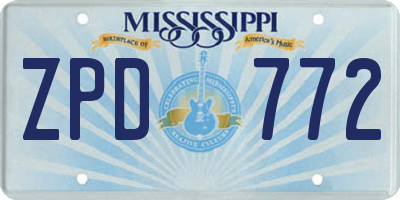 MS license plate ZPD772