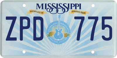 MS license plate ZPD775