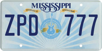 MS license plate ZPD777