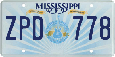 MS license plate ZPD778