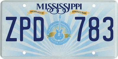 MS license plate ZPD783