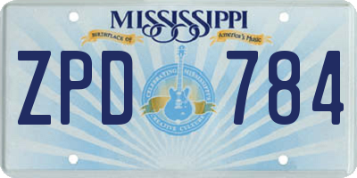 MS license plate ZPD784