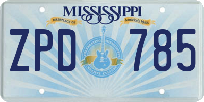 MS license plate ZPD785