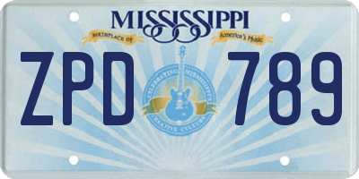 MS license plate ZPD789