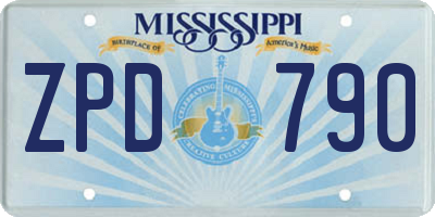 MS license plate ZPD790