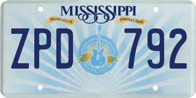 MS license plate ZPD792
