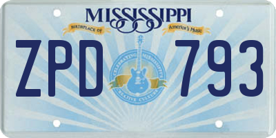MS license plate ZPD793