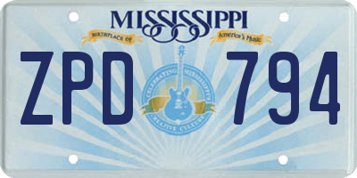 MS license plate ZPD794