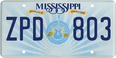 MS license plate ZPD803