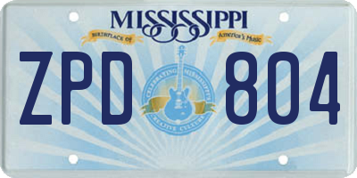 MS license plate ZPD804
