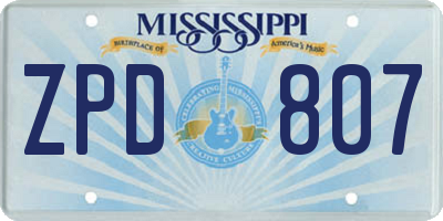 MS license plate ZPD807