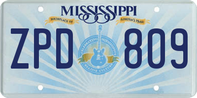 MS license plate ZPD809