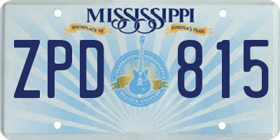 MS license plate ZPD815