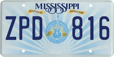 MS license plate ZPD816