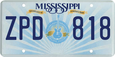 MS license plate ZPD818