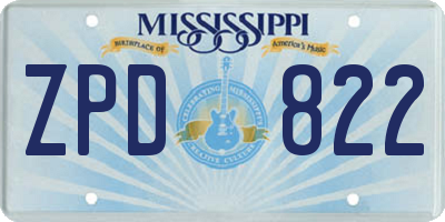 MS license plate ZPD822