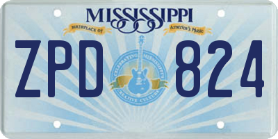 MS license plate ZPD824