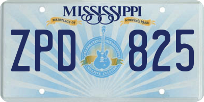 MS license plate ZPD825