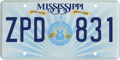 MS license plate ZPD831