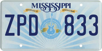 MS license plate ZPD833
