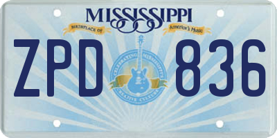 MS license plate ZPD836
