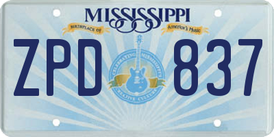 MS license plate ZPD837
