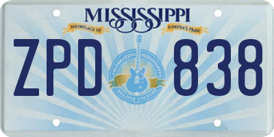 MS license plate ZPD838