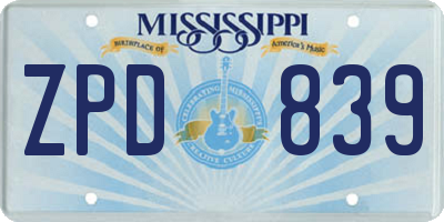 MS license plate ZPD839