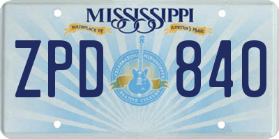 MS license plate ZPD840