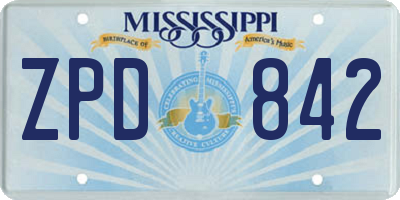 MS license plate ZPD842
