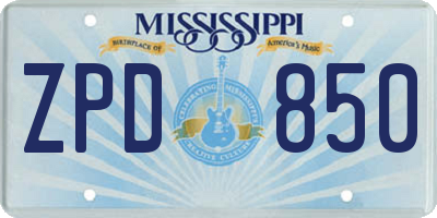 MS license plate ZPD850