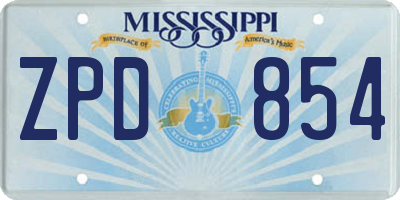 MS license plate ZPD854