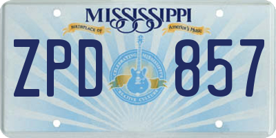 MS license plate ZPD857