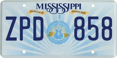 MS license plate ZPD858