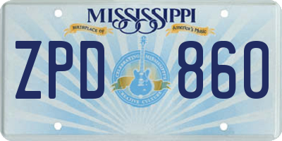 MS license plate ZPD860