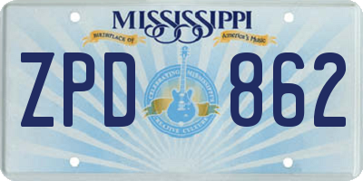 MS license plate ZPD862