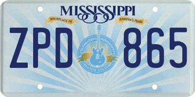 MS license plate ZPD865