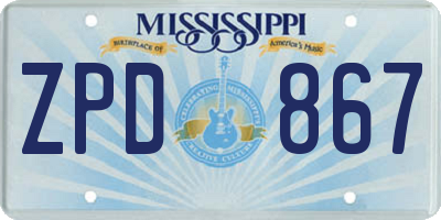 MS license plate ZPD867